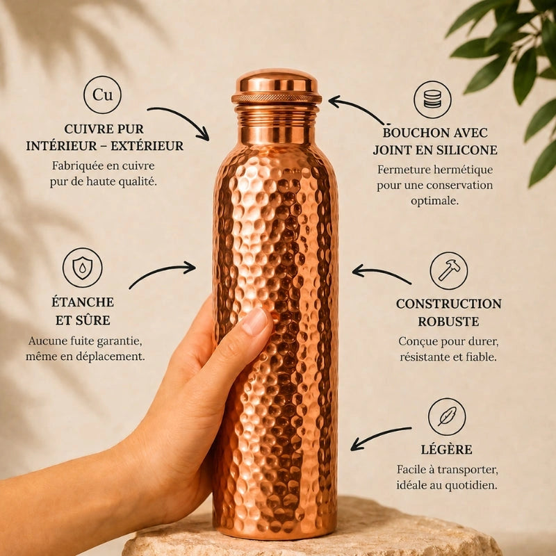 Gourde en Cuivre – Maelune™ | L’Eau Purifiée Naturellement, Sans Plastique