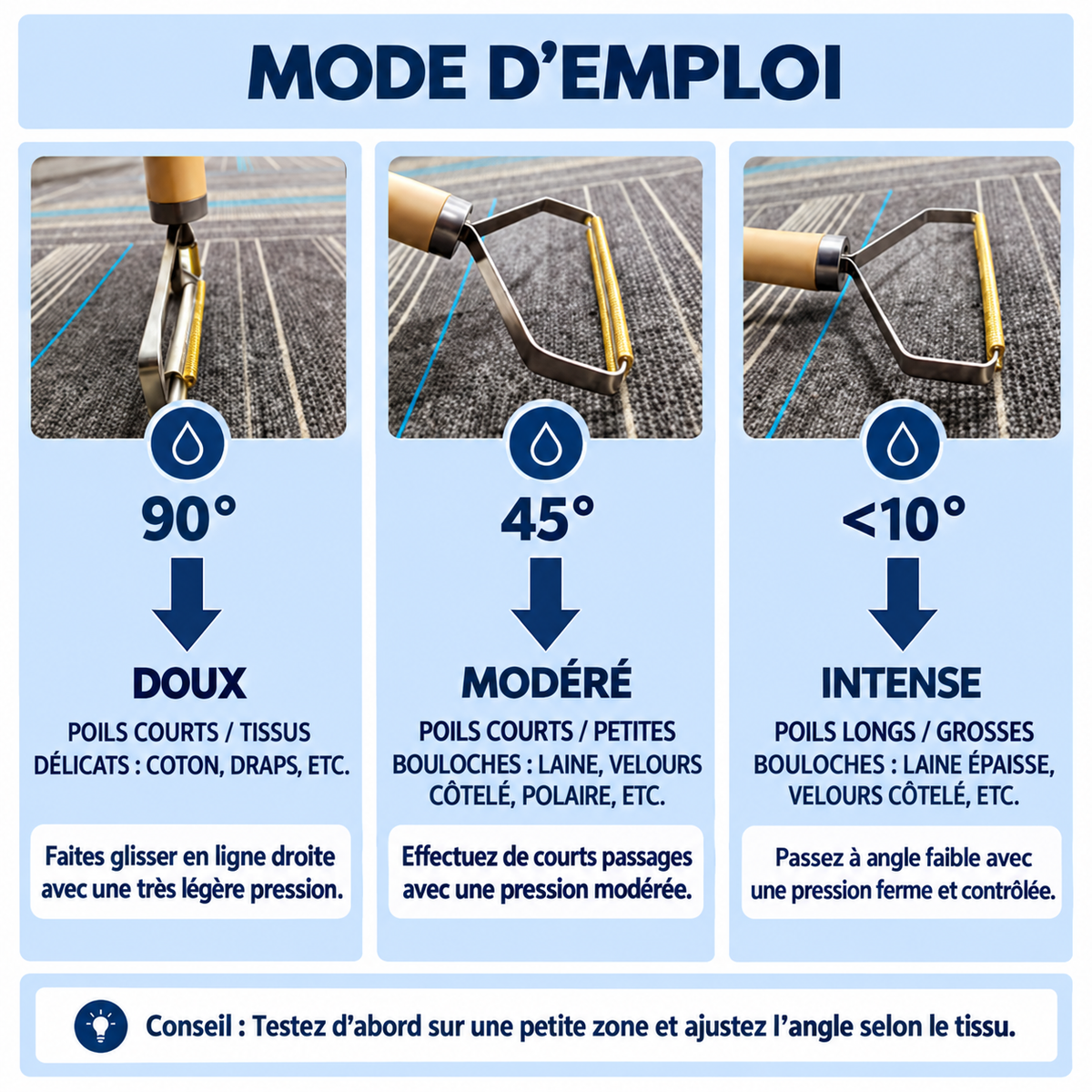 Brosse anti-poils de chat pour tapis et canapés
