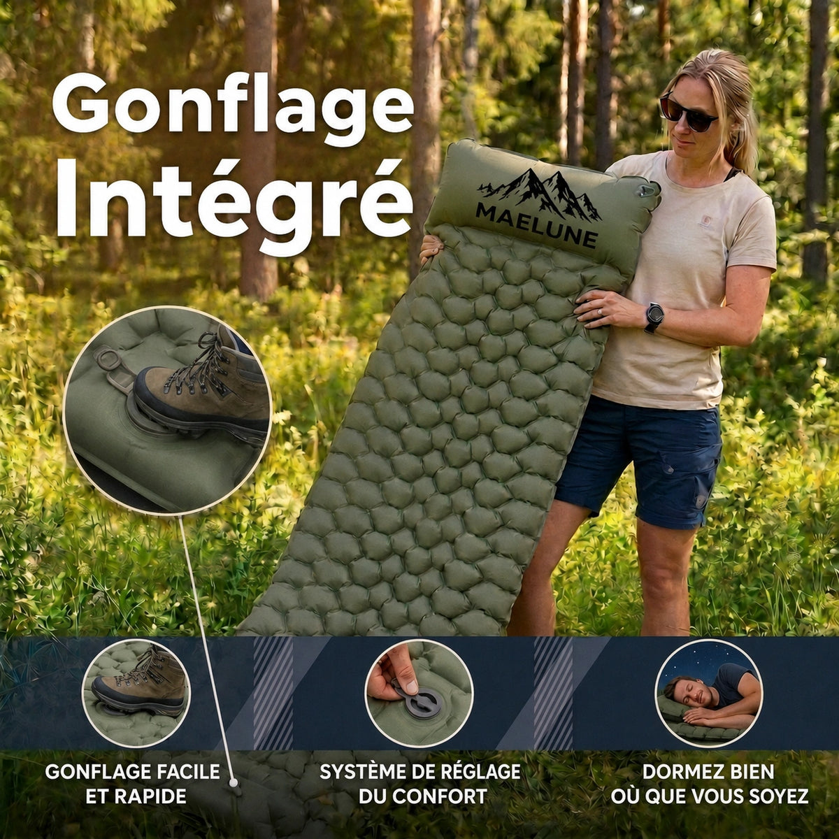 Matelas pneumatique compact ultraléger Maelune PRO