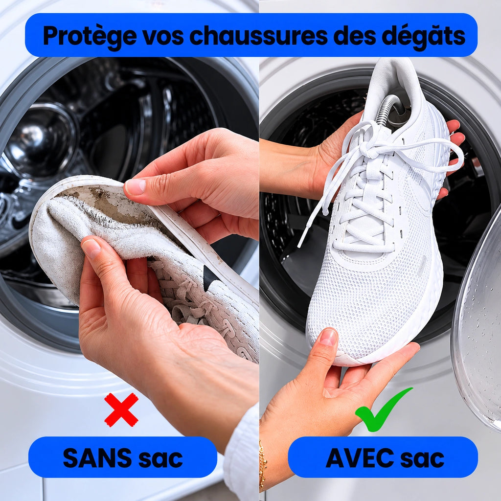 Protège-chaussures Maelune pour éviter d'abîmer vos chaussures en machine, en tissu durable et résistant.